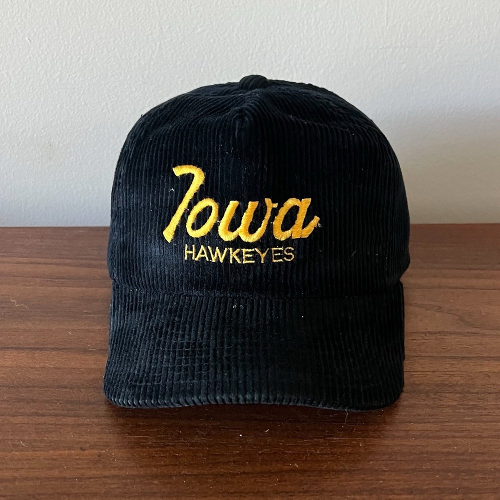Vintage Iowa‎ Hawkeyes Sports Specialties Corduroy Hat The Cord Black Zip Back